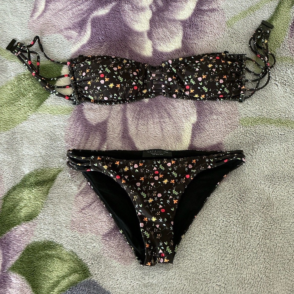 Zara Floral Black Bikini Set